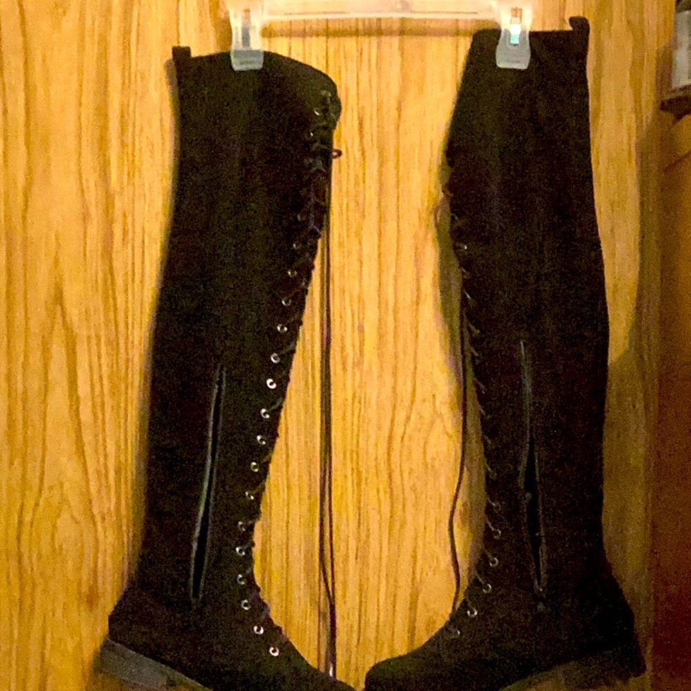 Real black Swede up to the knee boots